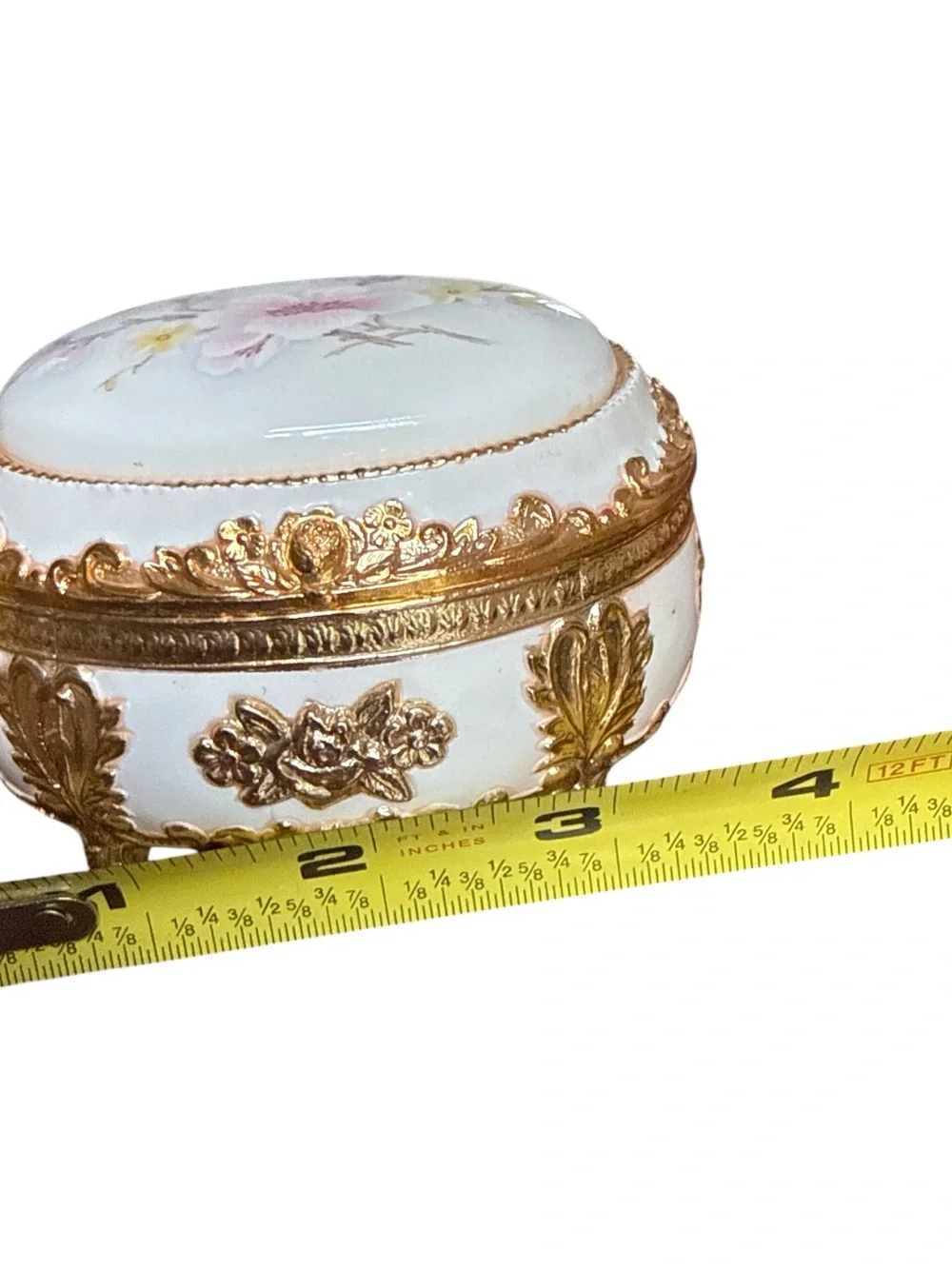 Linden Porcelain Trinket Music Box Vtg Japan‎ Victorian Gold Speak Softly Love